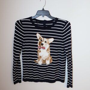 Talbots Women's Sweater Size Medium With Corgi on Front